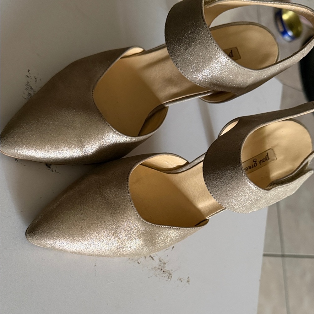 Gold Pointed Toe Women's Dress Heels